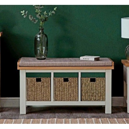 385245 : Ghế Băng Gỗ Sồi + Nệm Với Rỗ Lục Bình
